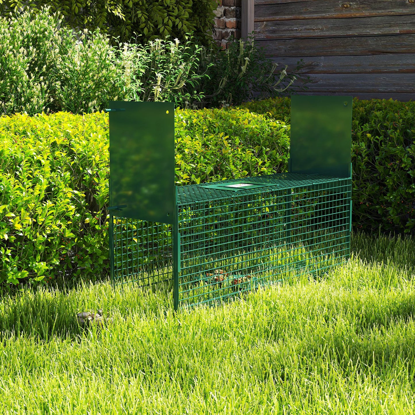 Outsunny Humane Rat & Squirrel Trap, Double Doors, Live Cage for Catch & Release of Mice, Rats, Rodents, Indoor/Outdoor, 60x18x20cm, Green