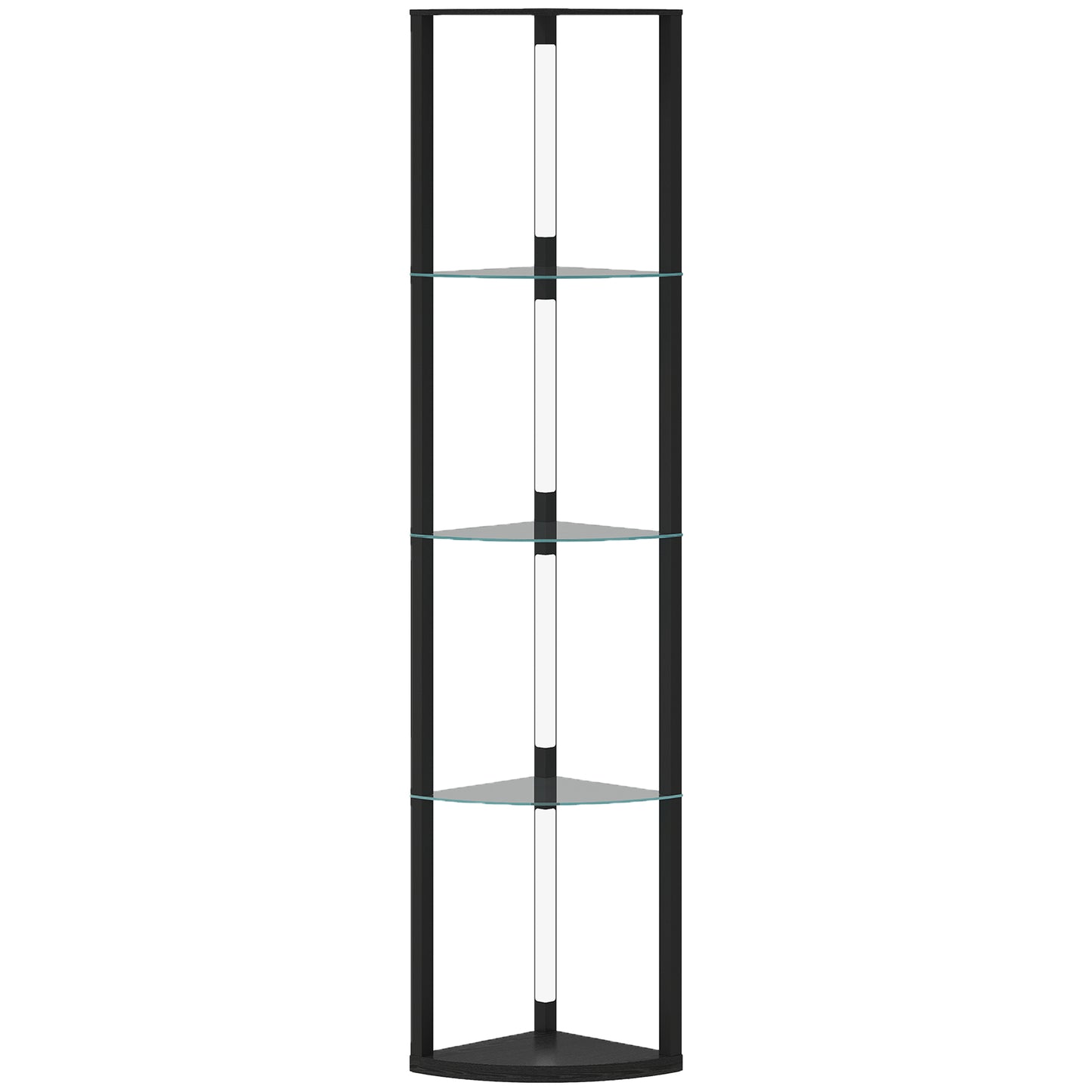 HOMCOM LED Floor Lamp with Shelves, Dimmable Standing Lamp with Foot Switch for Living Room, Bedroom, Black