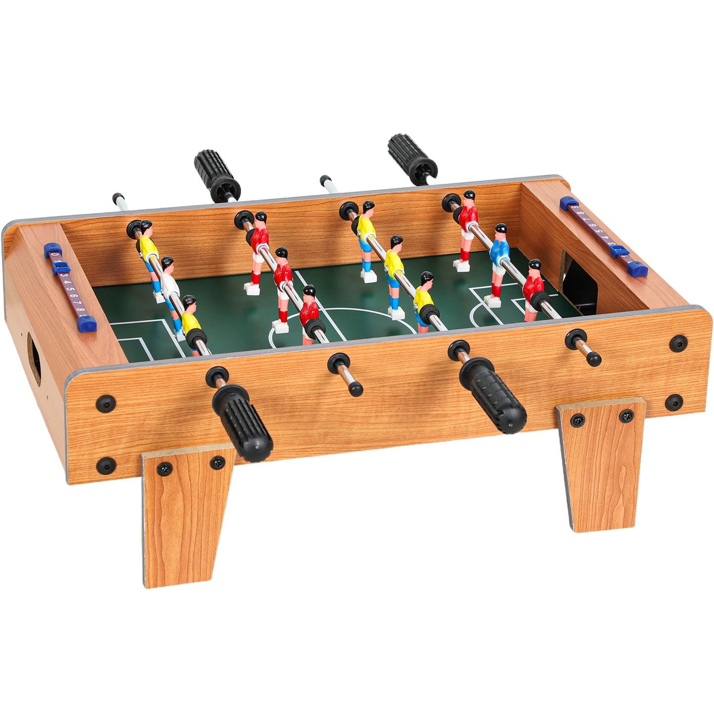 SPORTNOW Table-top Football Table, 20" Compact Foosball for Kids & Adults, Stainless Steel Rods, All-Inclusive Set, Nature Wood Finish
