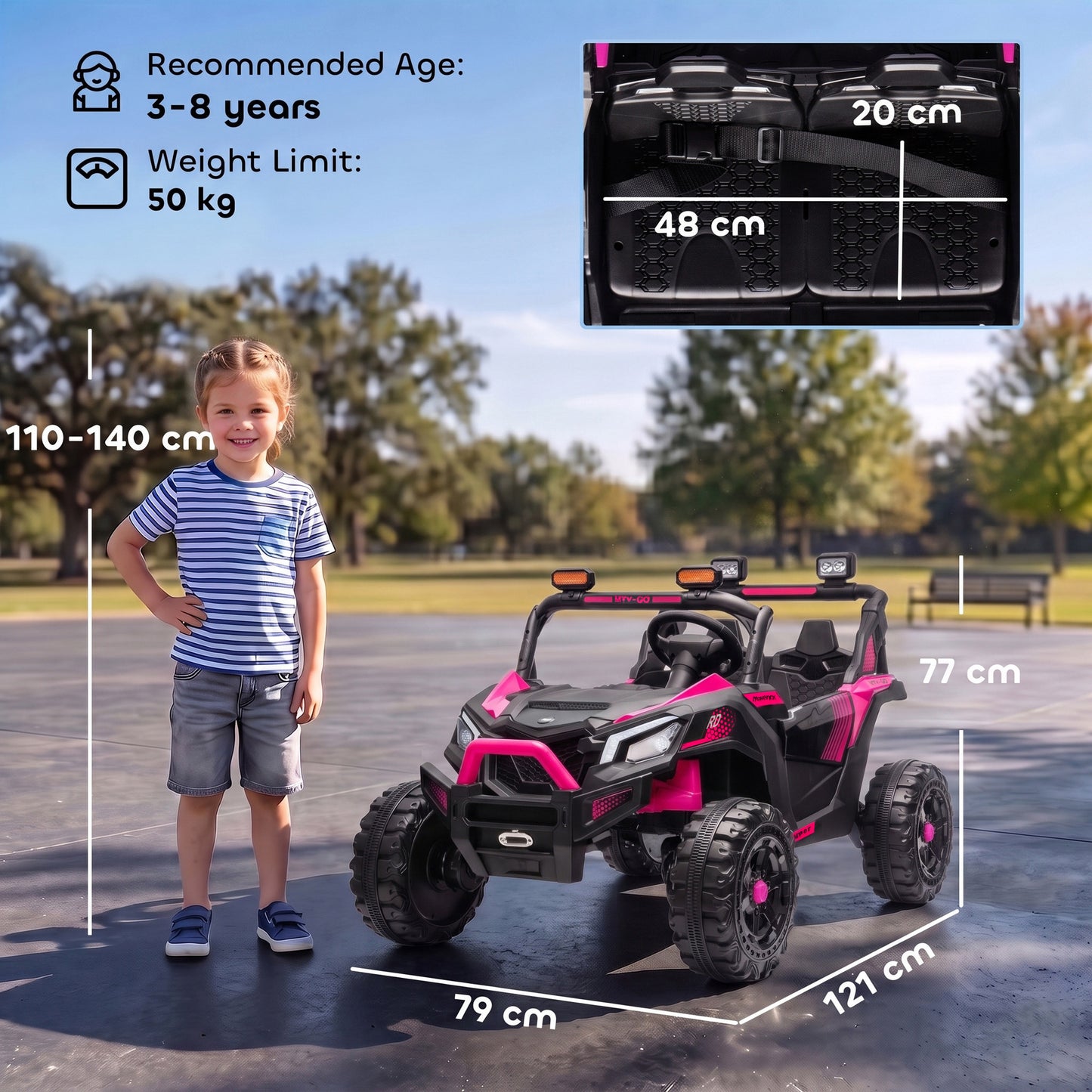 AIYAPLAY 24V 2 Seater Ride On Truck Car for Big Kids with Remote Control, Dual Motors, 4-Wheel Suspension for Ages 3-8, Pink