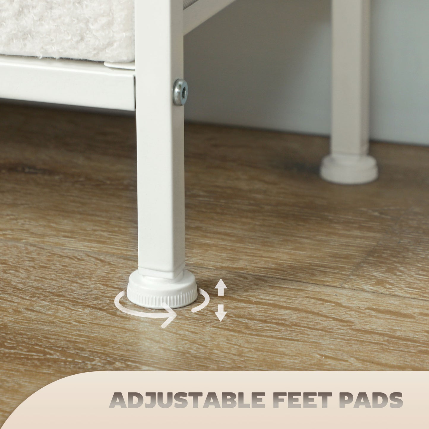 HOMCOM Chest of Drawers with 9 Fabric Drawers, Boucle Storage Organizer, Steel Frame, Fabric Dresser for Bedroom, Cream White