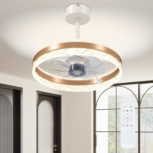 HOMCOM Ceiling Fan with LED Light and Remote - Gold Tone