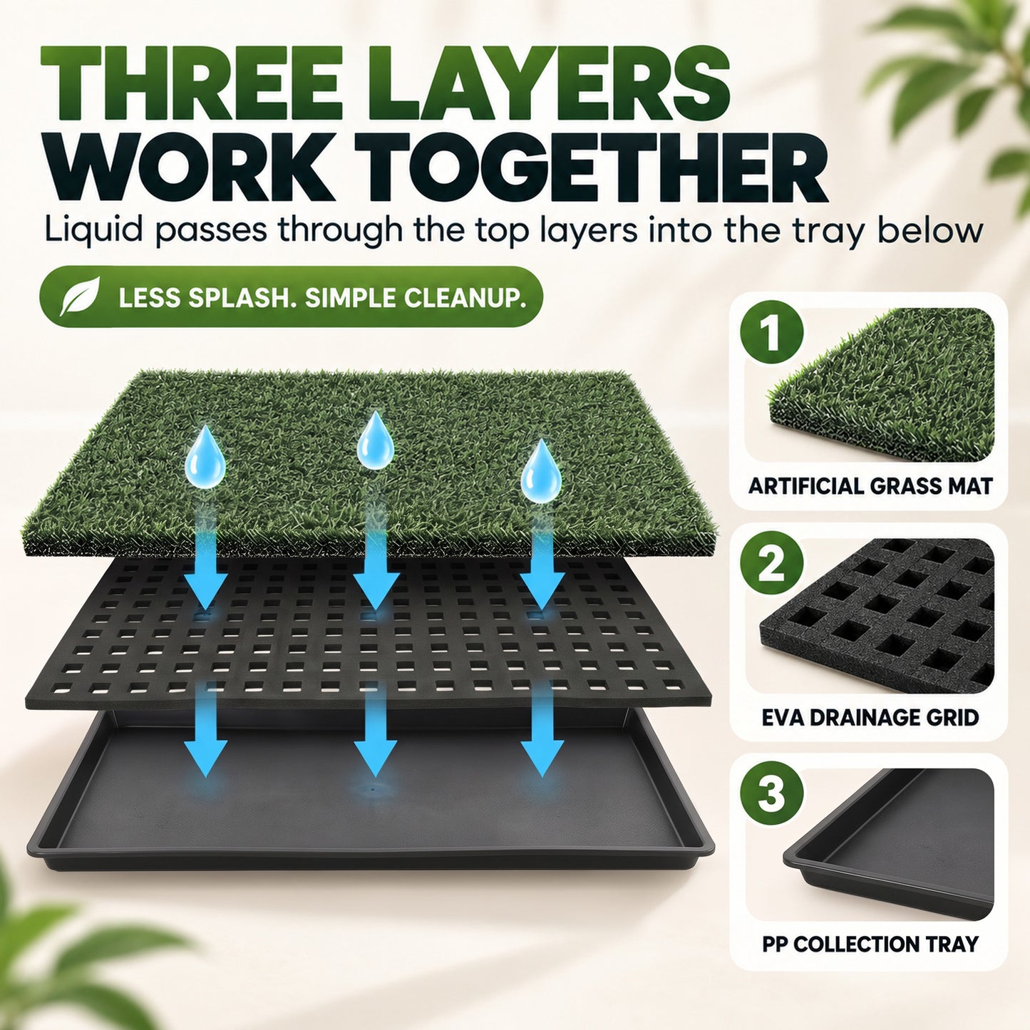 PawHut Dog Toilet Tray, Dog Grass Pee Pad with Artificial Grass Mat, Drainage System for Puppy Training 88x56.5cm