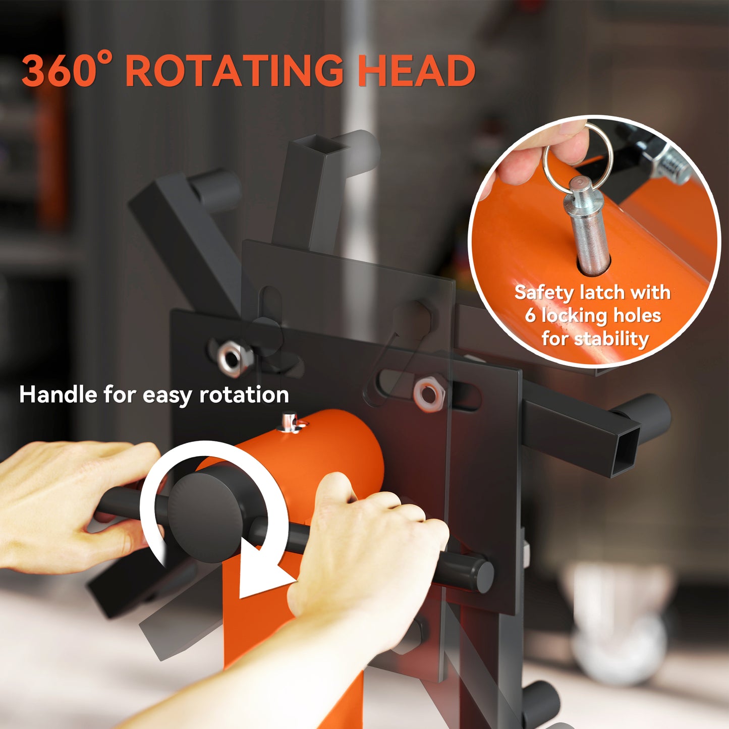 HOMCOM Engine Stand, 570 kg Rotating Head with 4 Mounting Arms, Heavy Duty Steel, Universal Wheels for Garage/Workshop, Orange