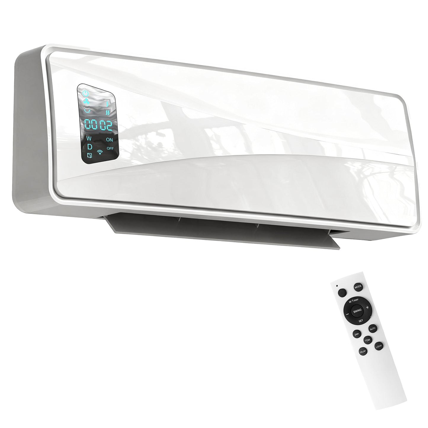 HOMCOM 2000W Wall-mounted Ceramic Electric Heater with Fan, Adjustable Thermostat - White