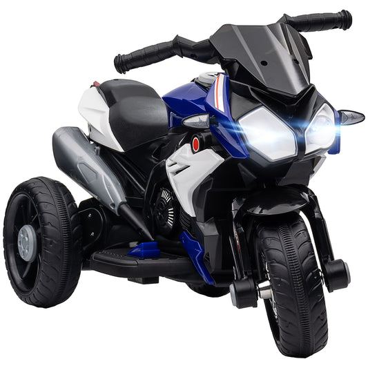 HOMCOM Kids Electric Motorcycle, 6V Ride on Motorcycle with 3 Wheels, LED Headlight, Music, Horn for Boys Girls 3-5 Years, Blue