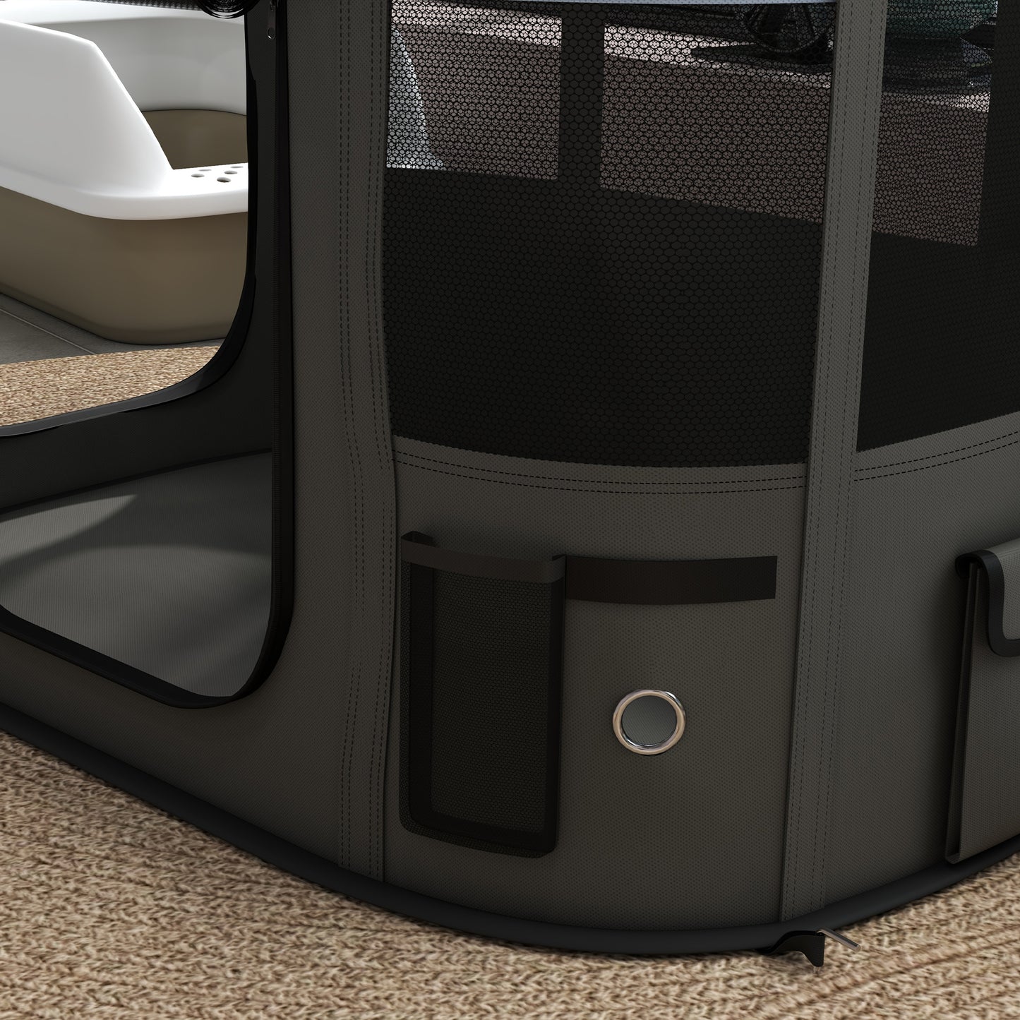 PawHut Foldable Dog Pen with Storage Bag for Indoor/Outdoor Use Grey - Medium