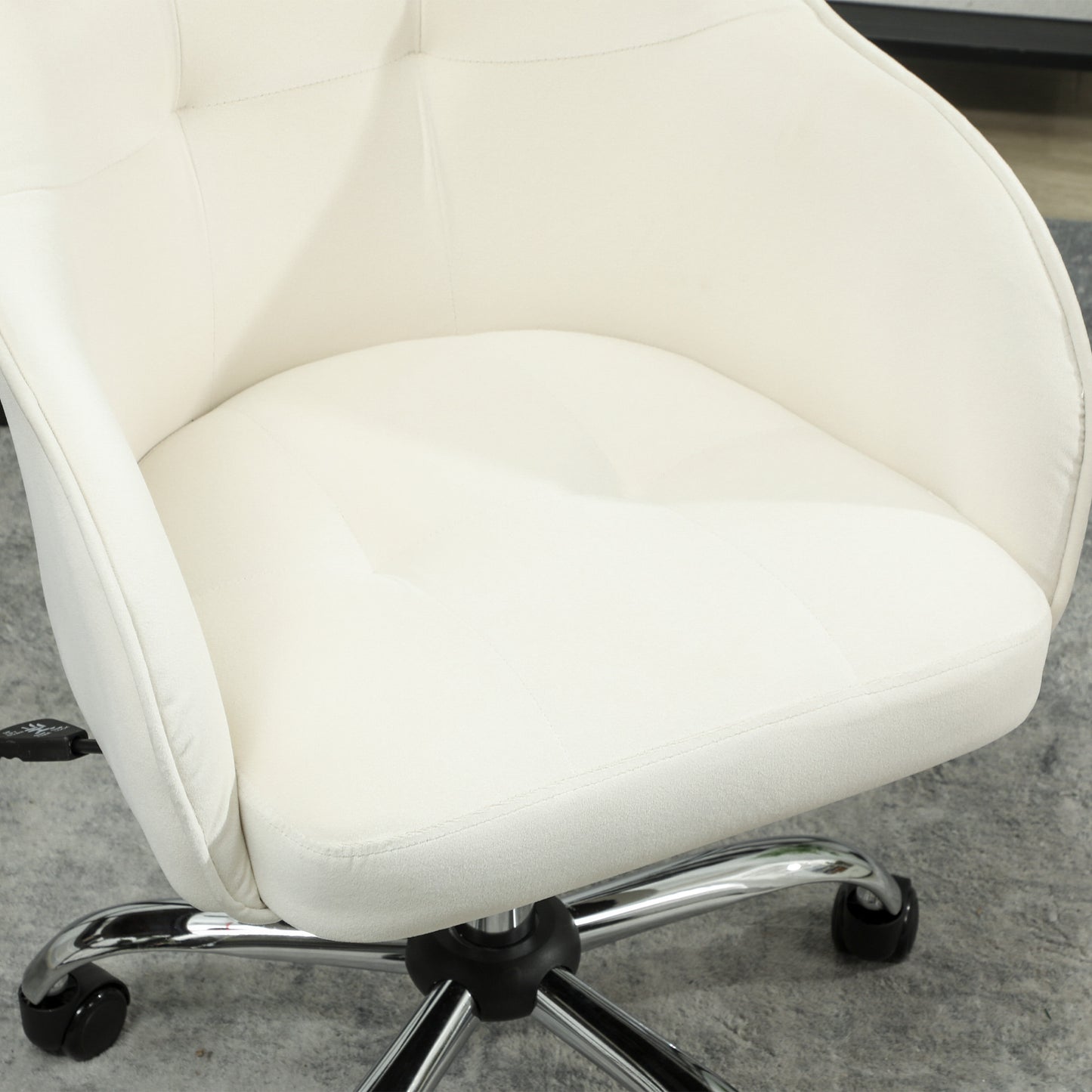 HOMCOM 46-56 cm Velvet-feel Office Chair - Cream