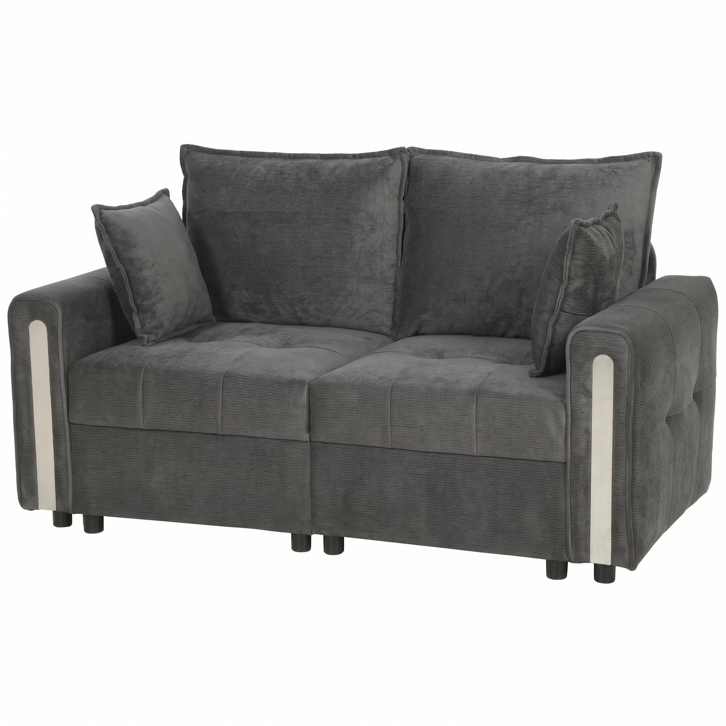 HOMCOM 2 Seater Sofa with Lift-Up Storage, 168 cm Comfy Velvet Small Couch with Wide Deep Seat Dark Grey