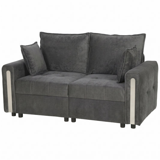 HOMCOM 2 Seater Sofa with Lift-Up Storage, 168 cm Comfy Velvet Small Couch with Wide Deep Seat Dark Grey