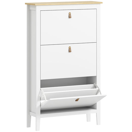 HOMCOM Modern Three-Drawer Shoe Cabinet - White