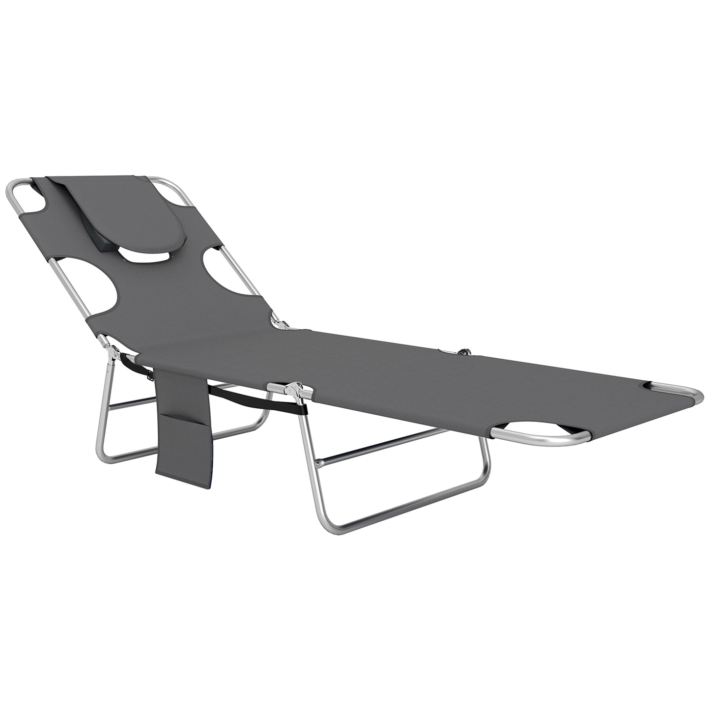 Outsunny Reclining Face Hole Sun Lounger - Dark Grey