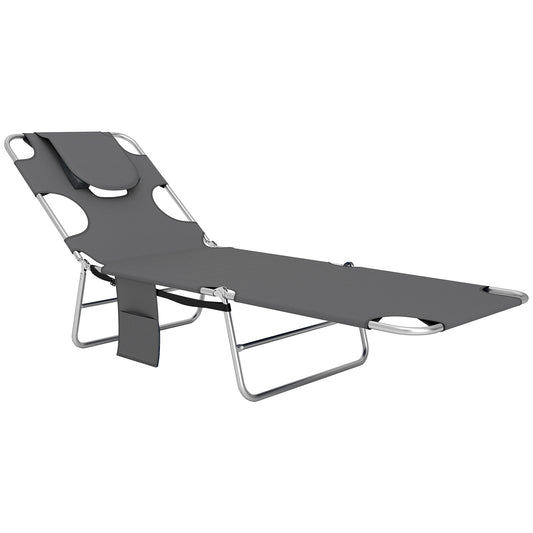 Outsunny Reclining Face Hole Sun Lounger - Dark Grey