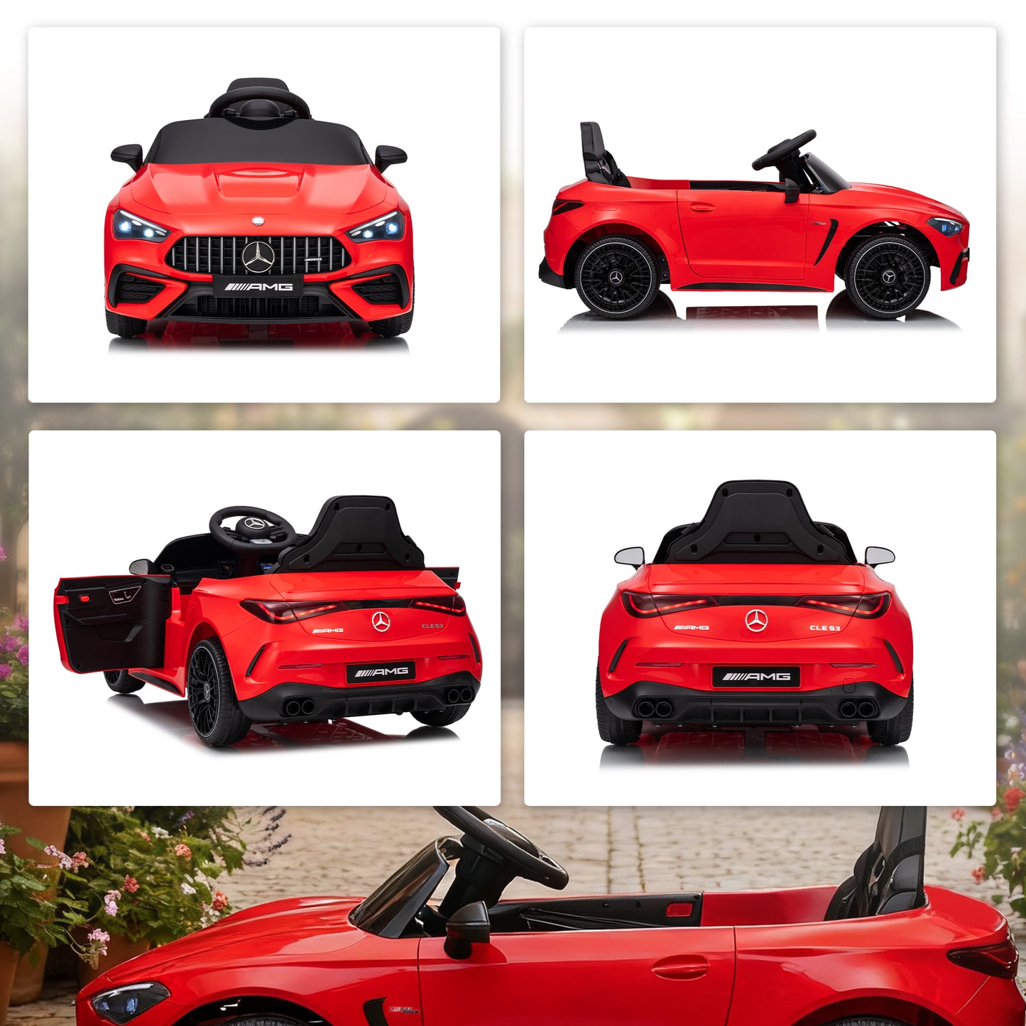 AIYAPLAY Licensed Mercedes AMG Kids Electric Car, 12V Ride On Car with Dual Motors, Remote Control for 3-6 Years, Red