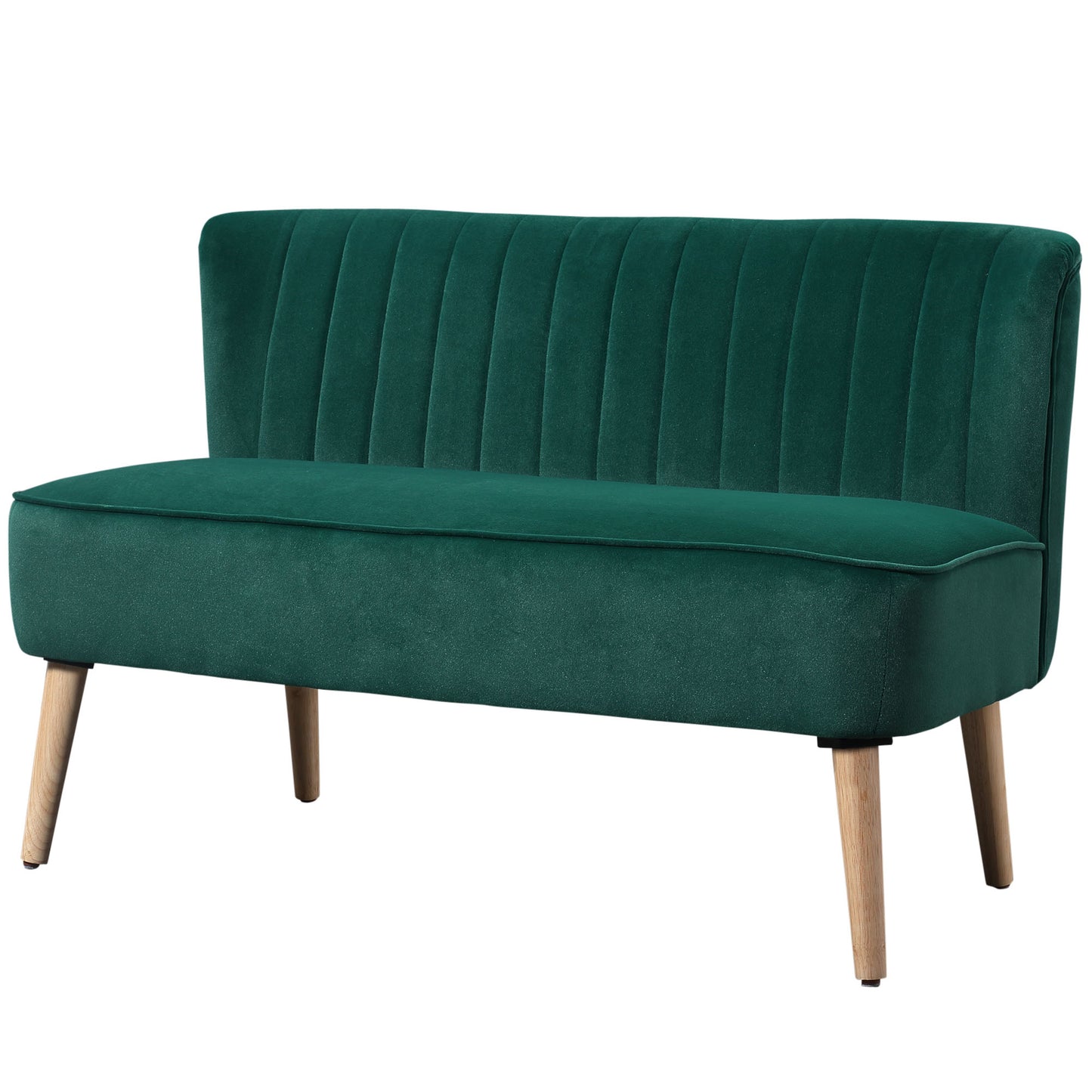HOMCOM Modern Velvet Double Seat Sofa w/ Wood Frame Foam Padding High Back Soft Comfortable Compact Couch Green