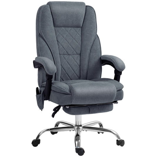 Vinsetto Massage Office Chair, Heated Reclining Computer Chair with Adjustable Height and Footrest, Dark Grey