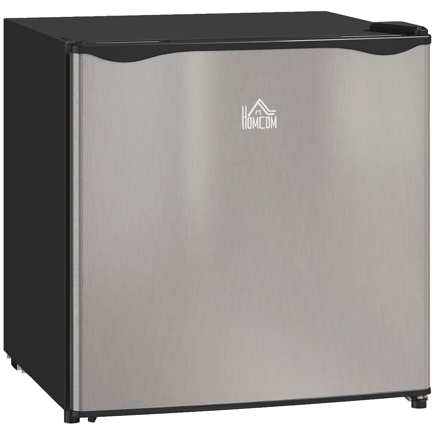 HOMCOM 46L Table Top Mini Fridge with Ice Box, Reversible Door, Adjustable Temp and Legs for Bedrooms/Home Office, Silver Tone