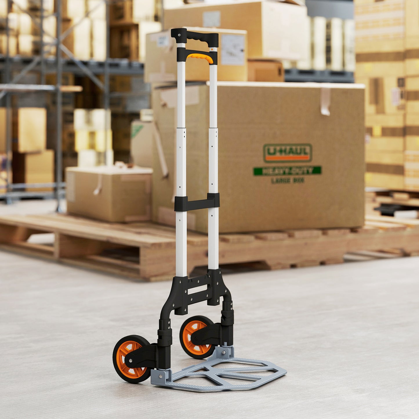 HOMCOM Sack Truck, 70kg Lightweight Foldable Hand Truck with Wheels and Telescoping Handle for Warehouse, Office, Luggage, Silver Tone