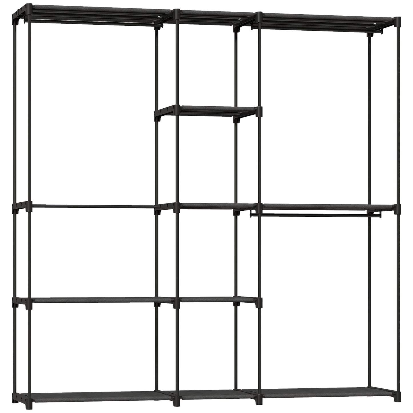 HOMCOM Storage wardrobe, fabric wardrobe with hanging rod and shelves, 182 x 43 x 185 cm, black