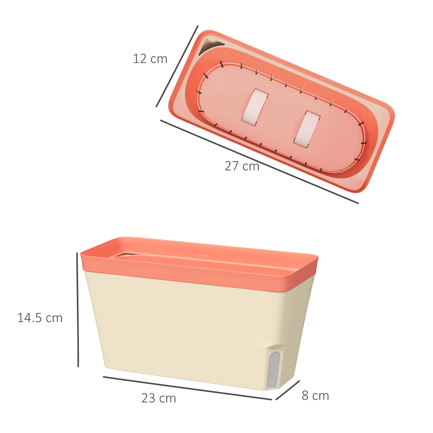 Outsunny Set of 3 Self-Watering 27cm Planters, Plastic Pots with Water Level Window for Garden & Balcony