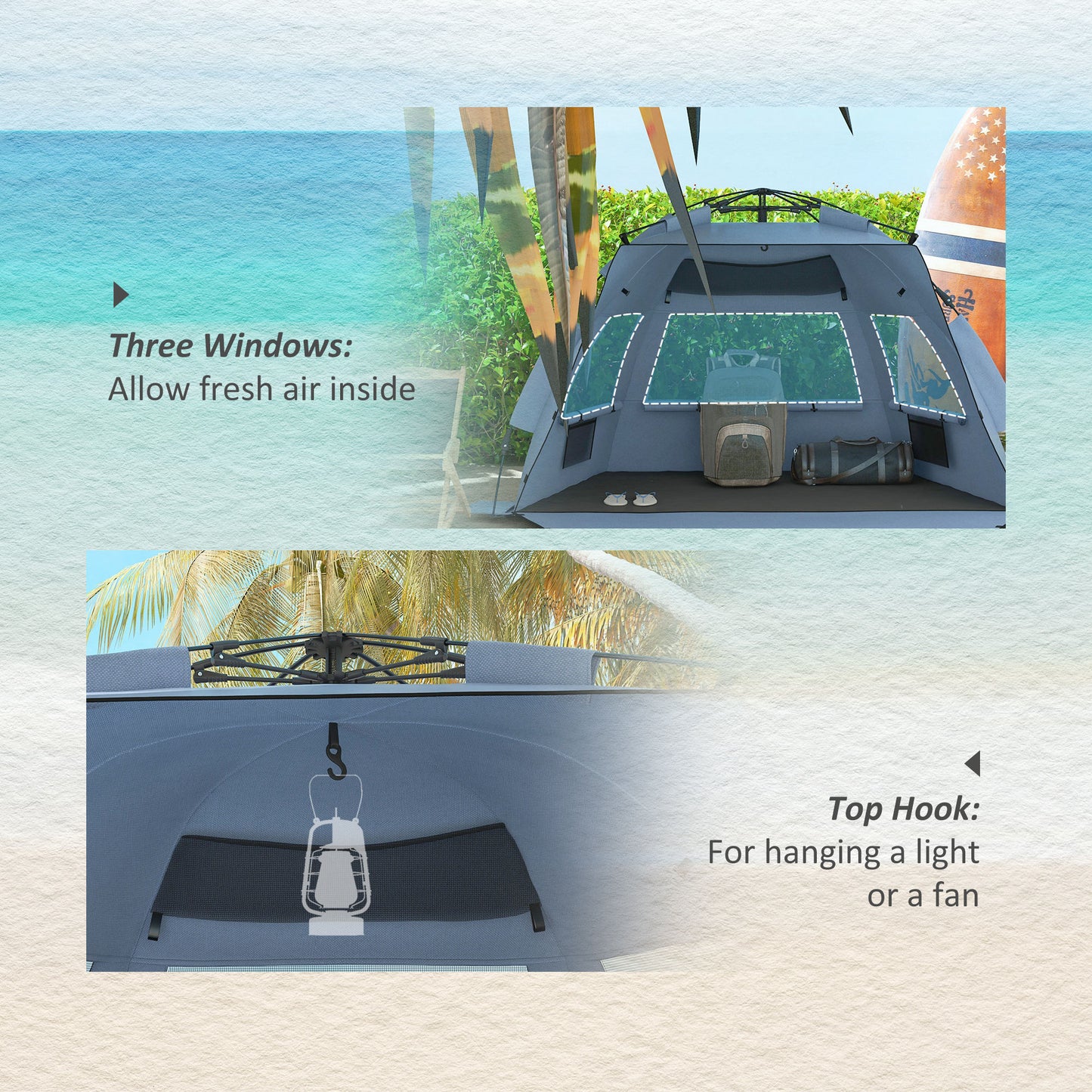 Outsunny 2-3 Person Pop Up Beach Tent Carry Bag Light Blue