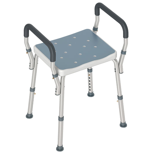 HOMCOM 57-69cm Aluminium Frame Bath Seat - Light Blue