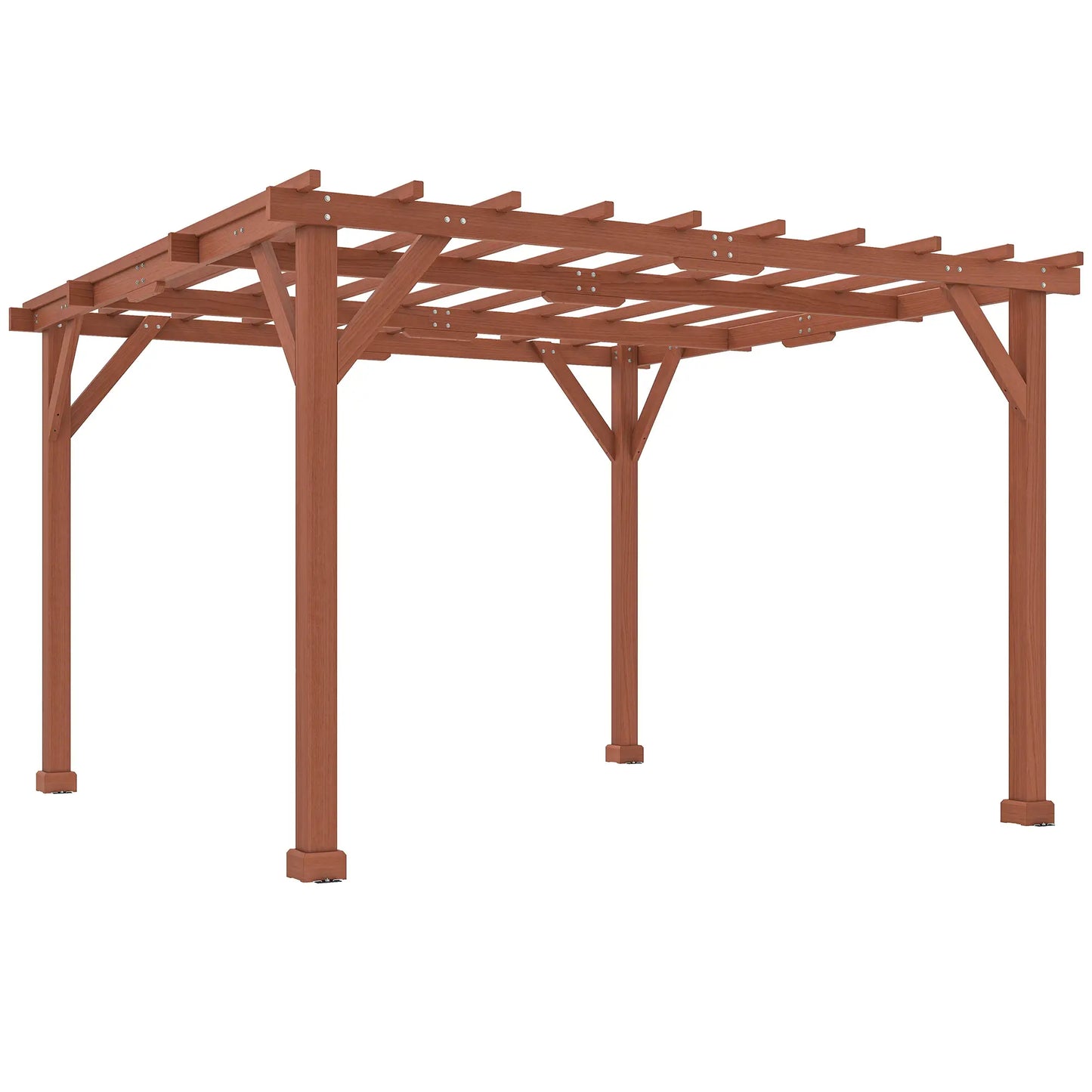 Outsunny 3.3 x 3.3(m) Wooden Pergola Kit, Garden Pergola Gazebo Grape Trellis with Stable Structure for Climbing Vines, Flowers