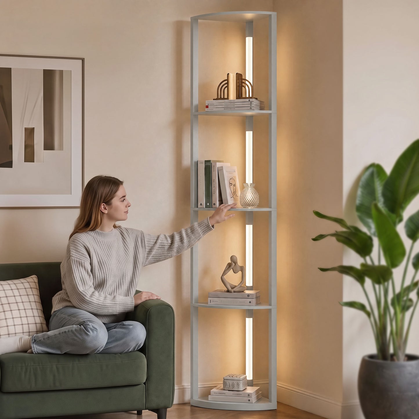 HOMCOM 4-Tier Corner Floor Lamp