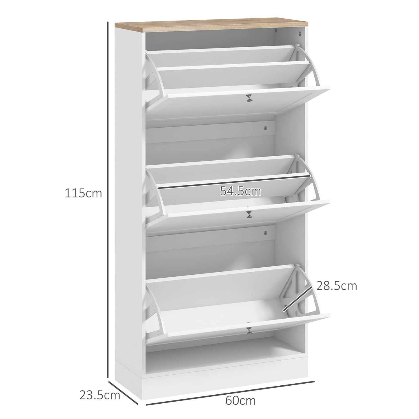 HOMCOM Shoe Cabinet with 3 Flip Drawers, Narrow Shoe Storage Cabinet for 18 Pairs, Freestanding Slim Shoe Rack for Entryway, Hallway, White