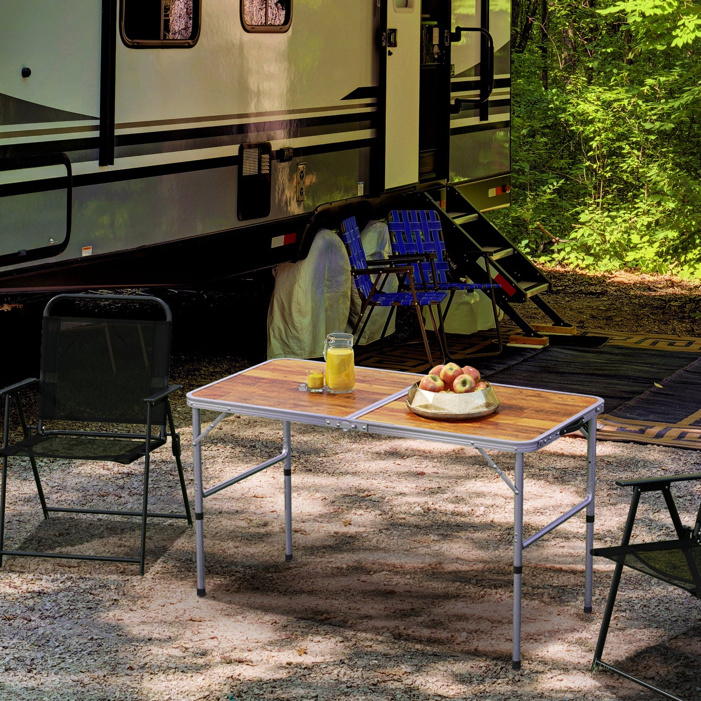 Outsunny 3ft Height Adjustable MDF Folding Camping Table