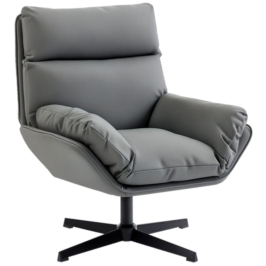 HOMCOM Accent Chair with 360° Swivel Armchair for Living Room with Padded Cushion Dark Brown