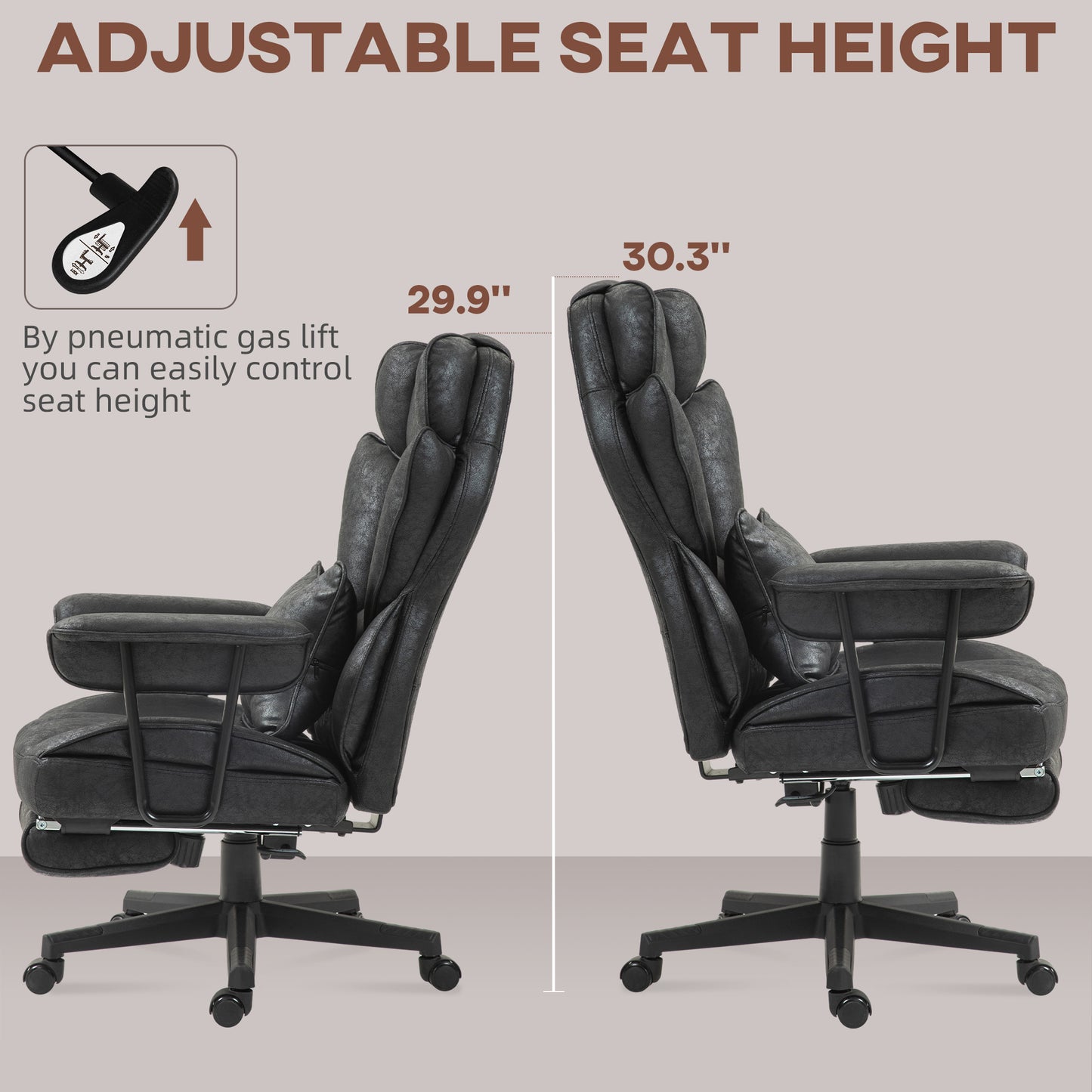 HOMCOM Massage Office Chair with 6 Point Massage and Heat, Desk Chair with Footrest, Reclining Backrest, Swivel Wheels, Adjustable Height, Black