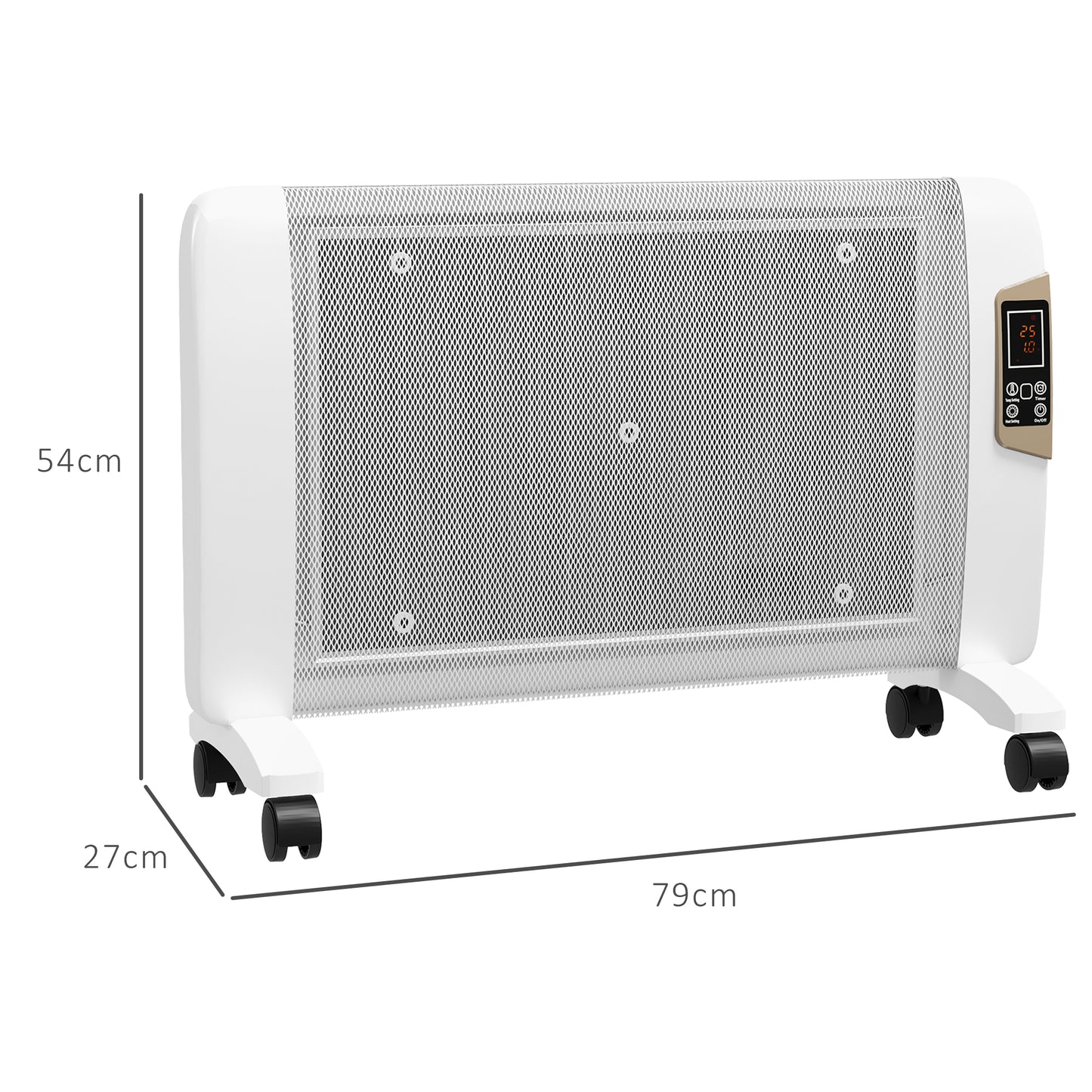 HOMCOM Mica Electric Space Heater, Portable Heater for Home with 2 Heat Settings White