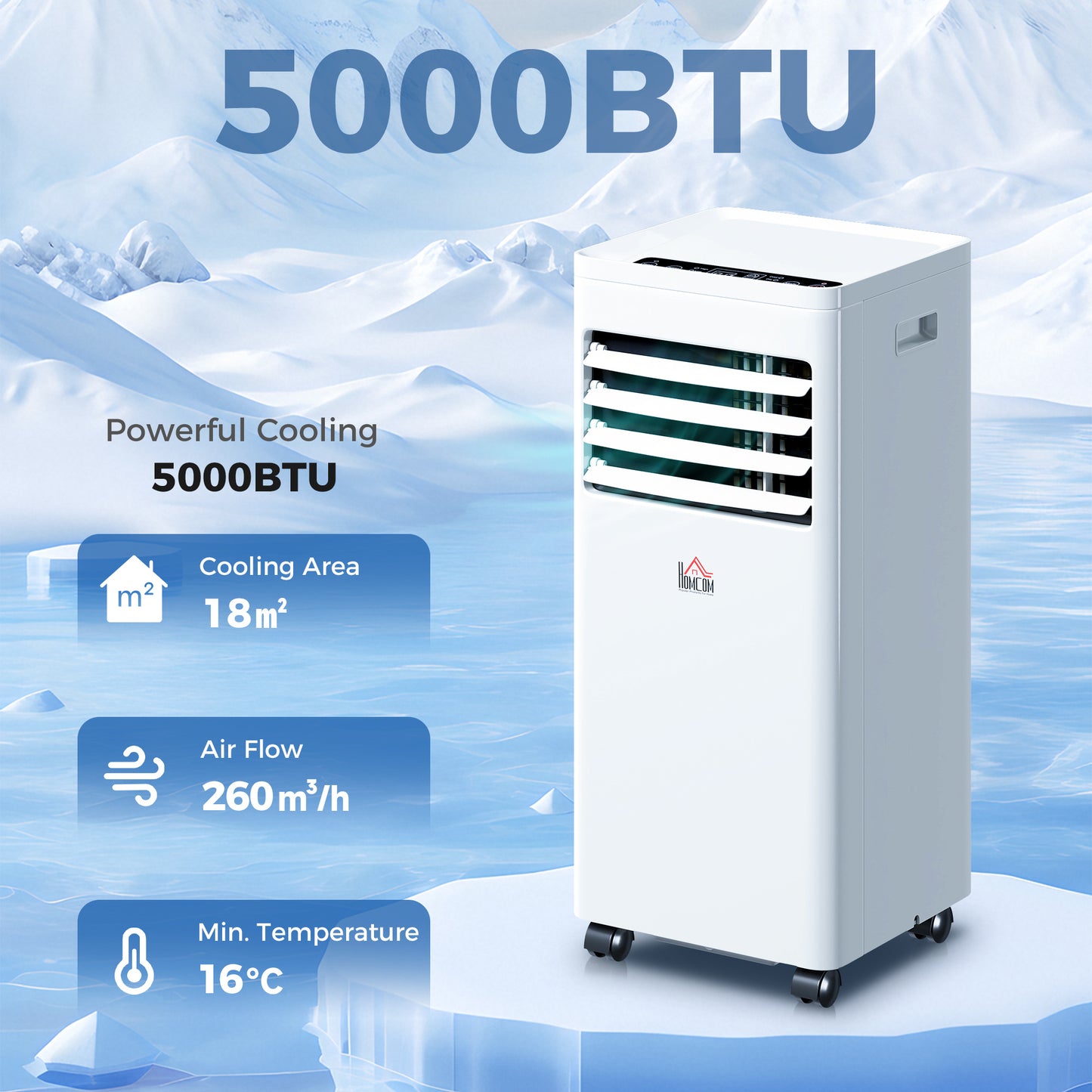 HOMCOM Portable Air Conditioner 9000 BTU, Air Conditioning Unit with Digital Display for Room up to 28m²