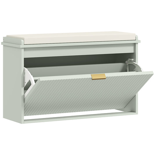 HOMCOM Elegant Eight Shoe Bench, with Top Seat - Green