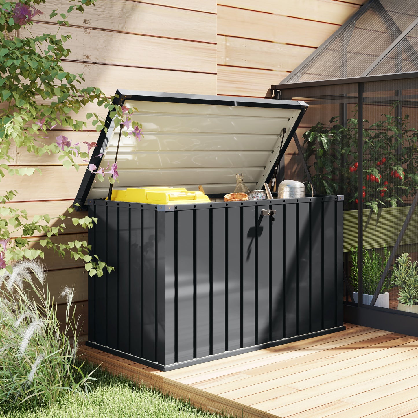 Outsunny 400L Galvanised Steel Garden Storage Box