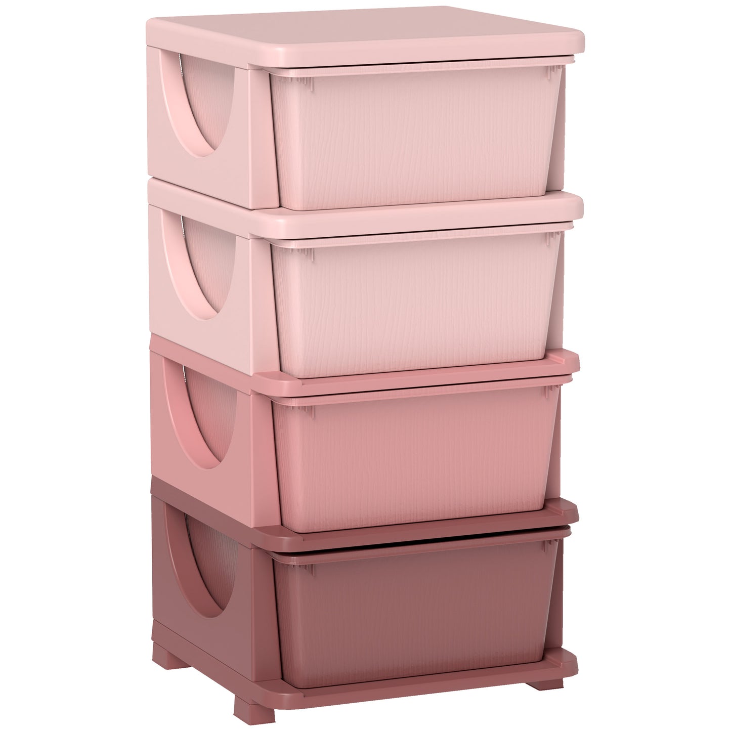 HOMCOM Four-Tier Kids Storage Boxes, with Four Drawers - Pink