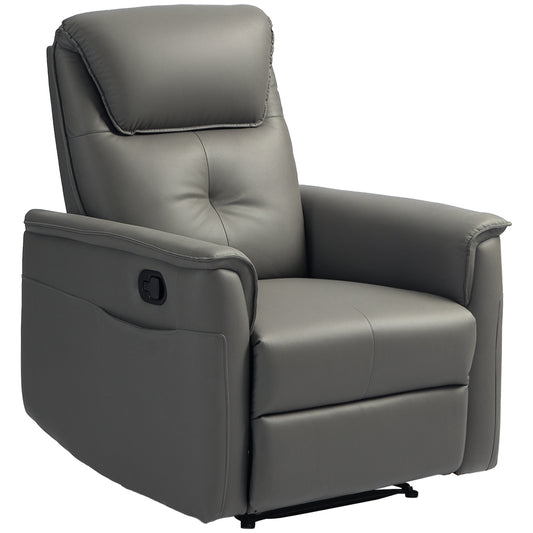 HOMCOM Recliner Armchair with Spring Cushion, Manual Recline, Light Grey