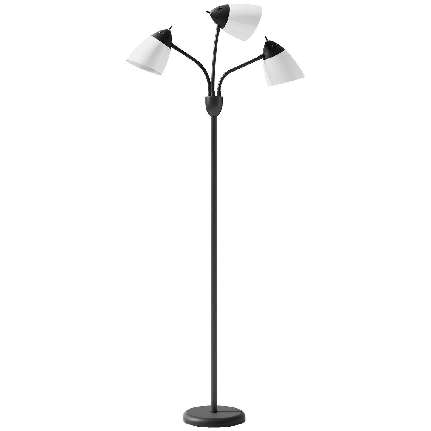 HOMCOM Arc Tree Floor Lamp, 3 Adjustable Lights, 3000K/4500K/6500K Temps, Industrial Steel Frame for Bedroom/Living Room, 155cm, Black