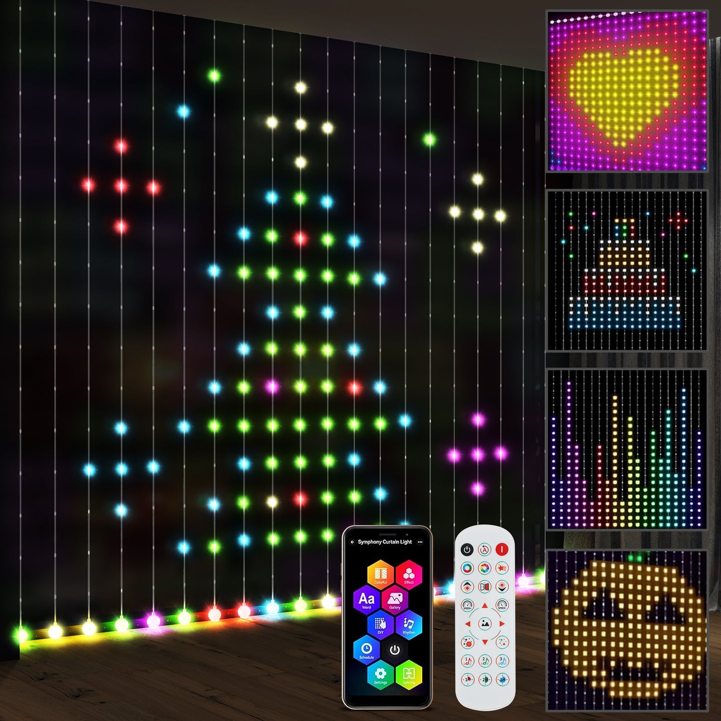 HOMCOM LED Curtain Lights, Plug-In Colour Changing with Remote, 400 RGBIC LEDs for Bedroom Decor, 3x3m
