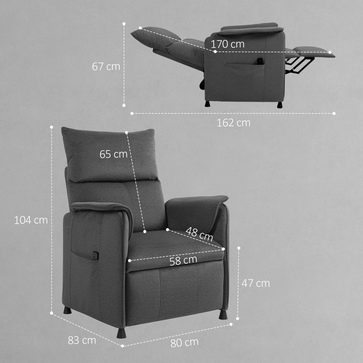 HOMCOM Power Lift Recliner Chair, Reclining Chair with Remote, Pocket Springs, Silent Motor and Side Pockets, Black