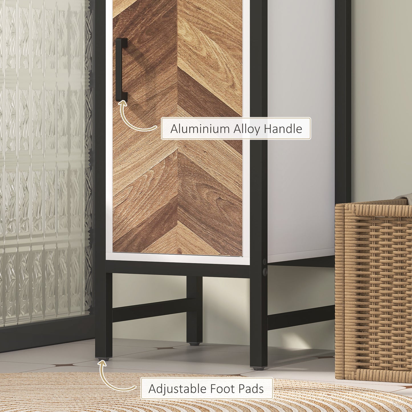 HOMCOM Tall Bathroom Cabinet with Adjustable Shelf, 30 x 30 x 170 cm, White