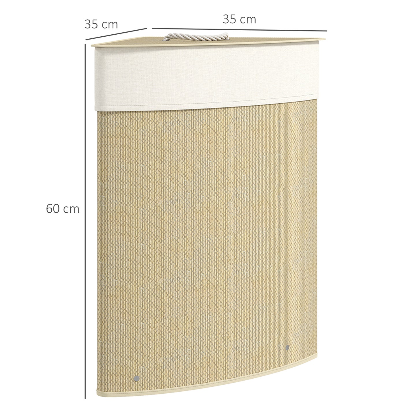 HOMCOM Bamboo Laundry Basket with Lid, 55L Corner Hamper, Removable Liner, Bathroom Triangle Basket, 35x35x60cm, Nature Wood Finish