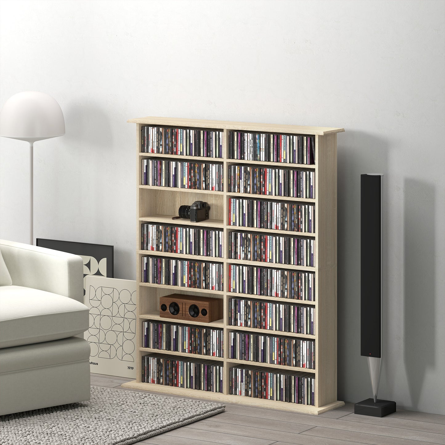 HOMCOM 720 CD/396 DVD/396 Blu-ray Storage Unit - Nature Wood Finish