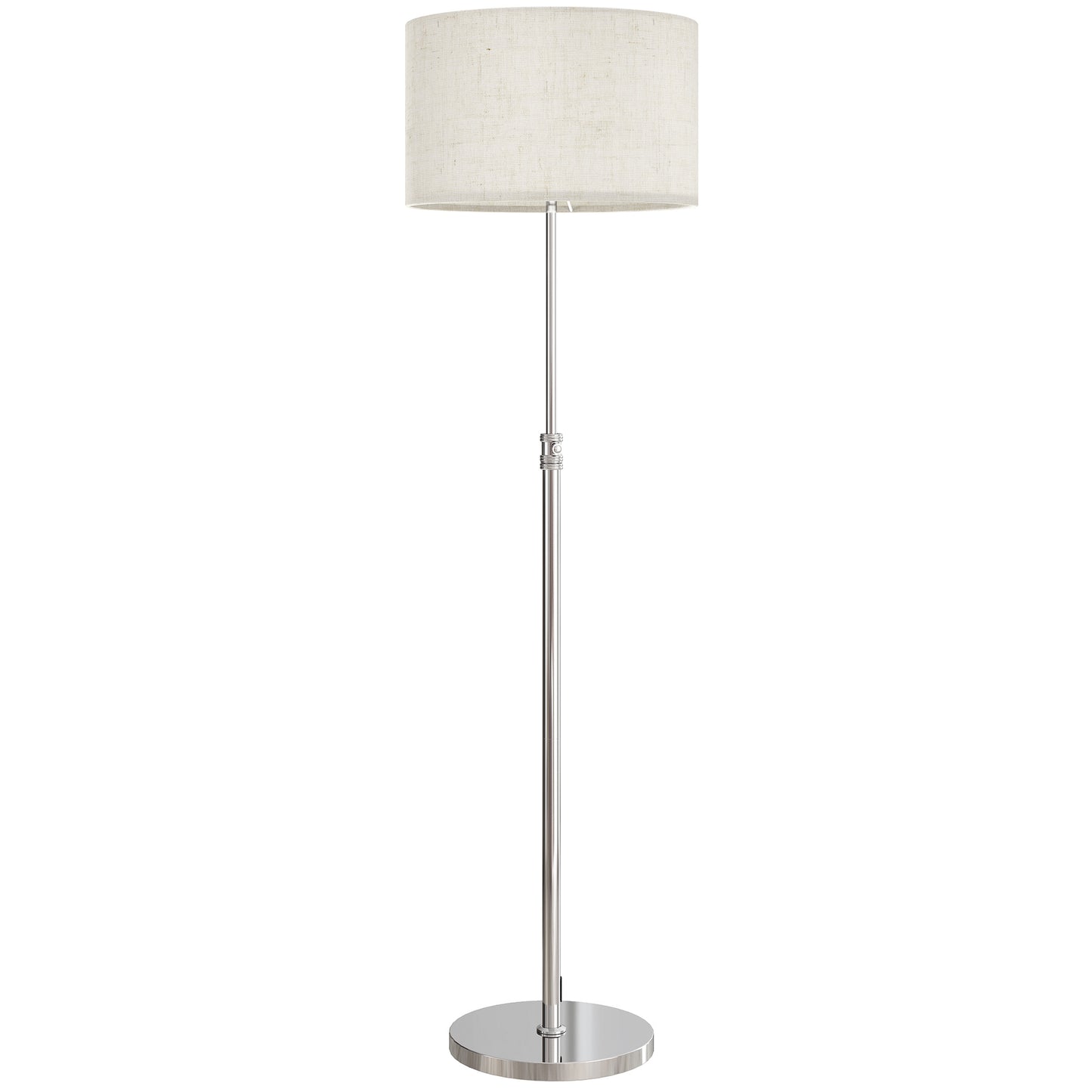 HOMCOM Floor Lamp with Remote, Height Adjustable, Linen Shade, Dimmable 3000K-6000K, Foot Switch for Living Room/Bedroom/Office, Silver Tone