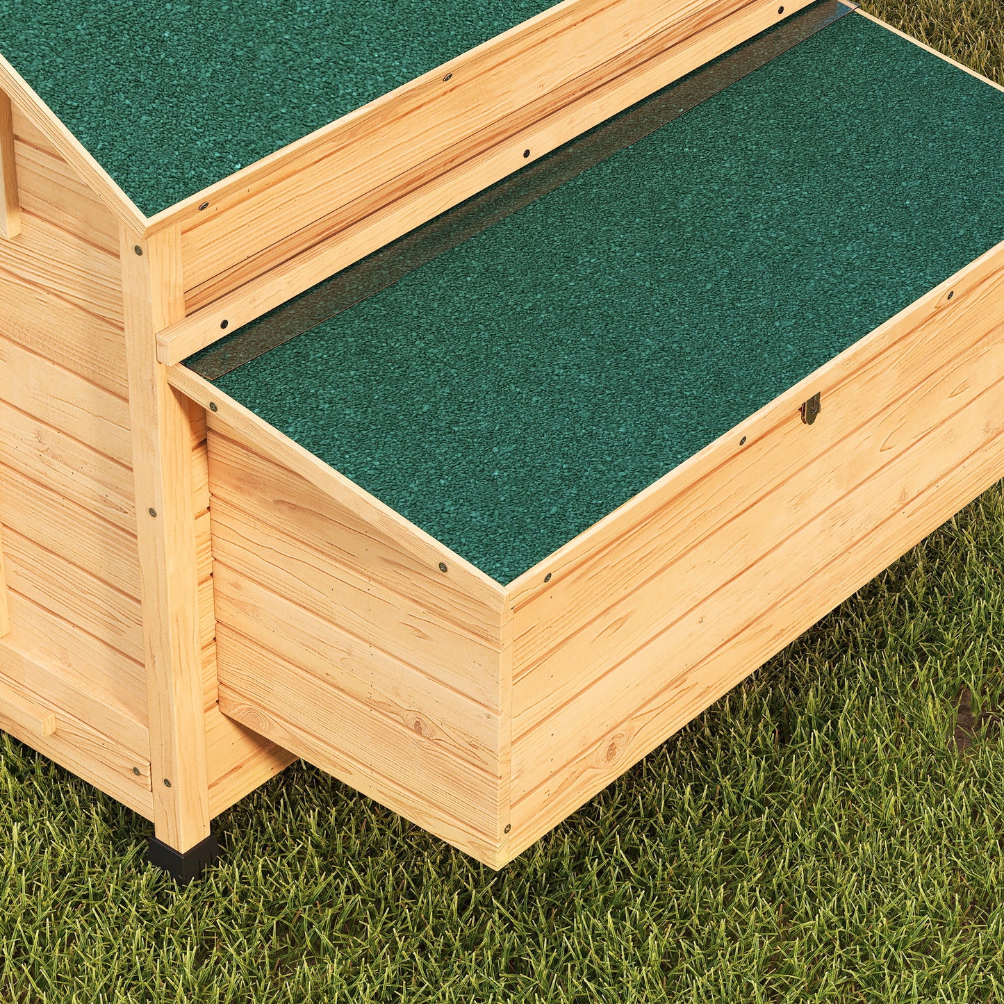 PawHut Chicken Coop, Wooden Outdoor Hen House Nesting Box, Openable Waterproof Top, Pull-Out Tray, 150 x 100 x 97cm