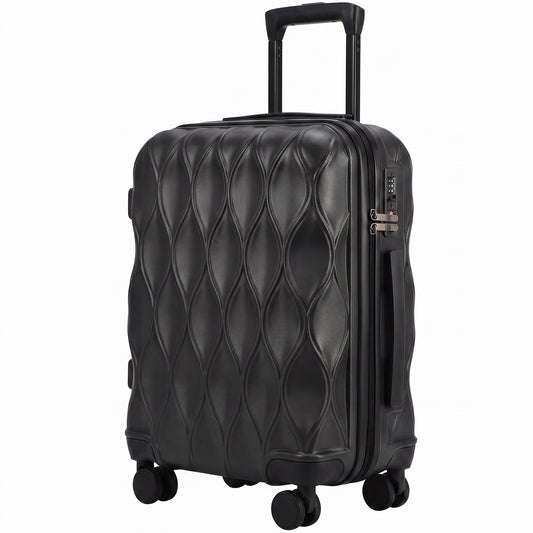 HOMCOM 20Inch Suitcase, ABS Hard Shell Carry On Luggage with TSA Lock, Spinner Wheels, Telescopic Handle, Black