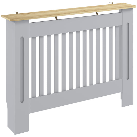 HOMCOM Slatted Radiator Cover, Painted Cabinet with Line Grill Design, 112L × 19W × 81H cm, Grey