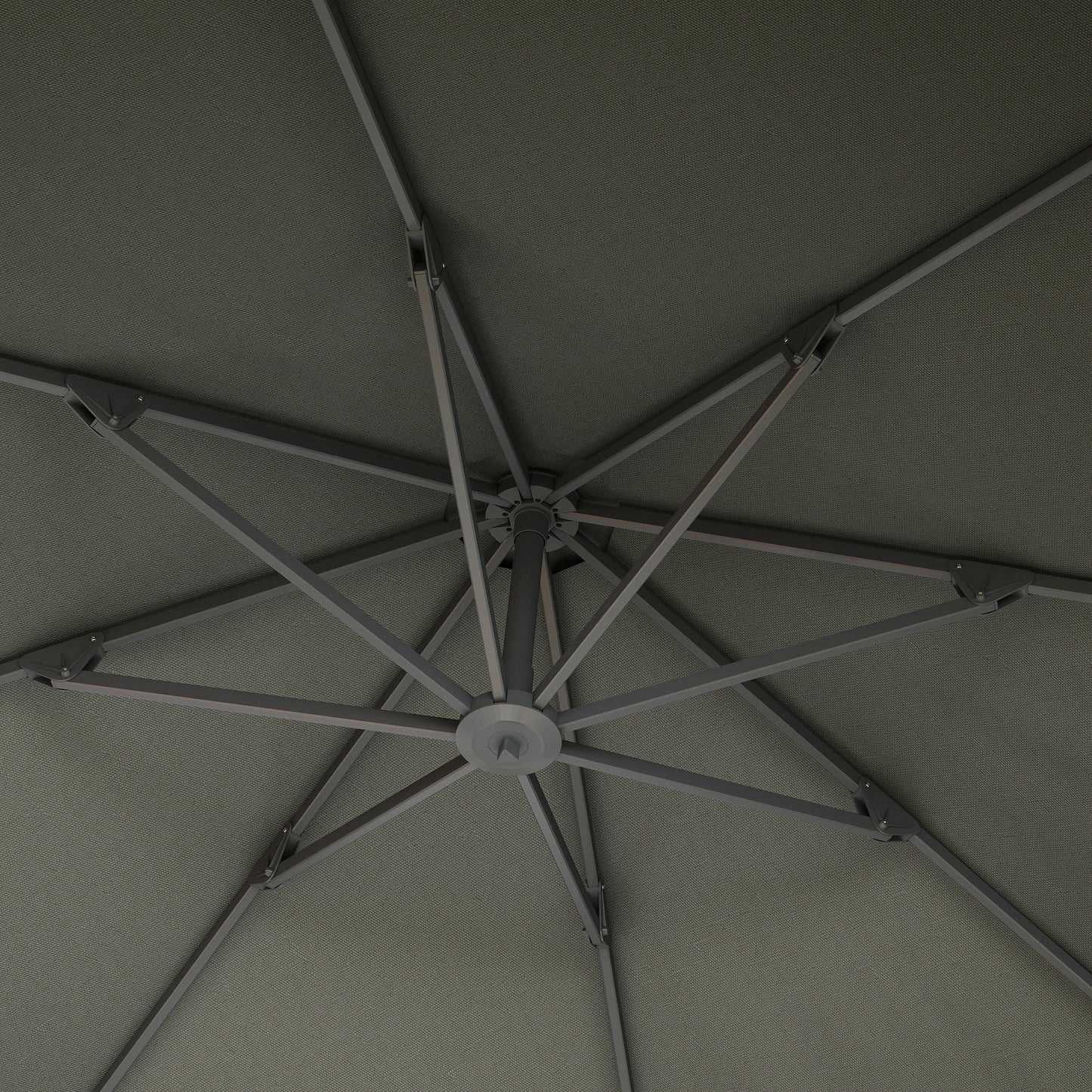 Outsunny Garden Cantilever Parasol, Round Umbrella with Crank, Cross Base, Aluminium Frame, 360° Rotation for Outdoor Sun Shade, Grey