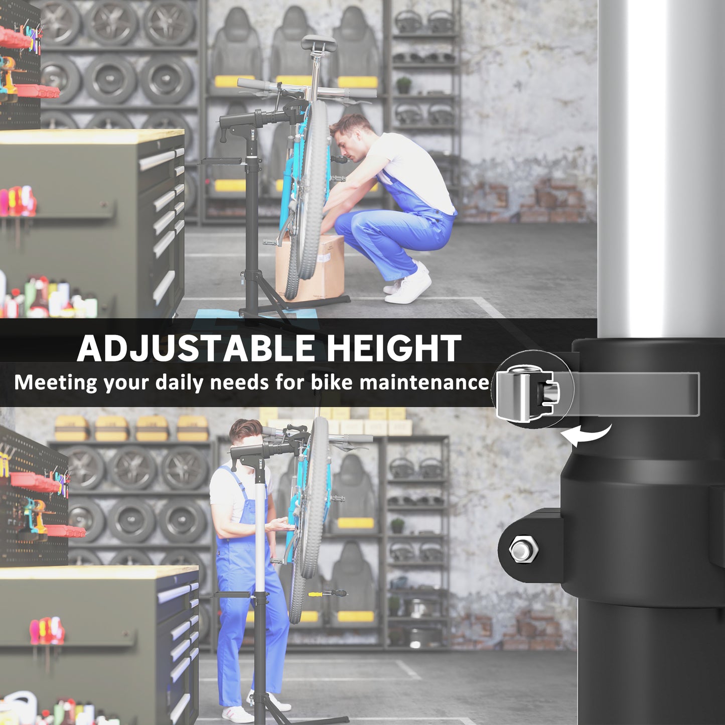 HOMCOM Bike Repair Stand, Heavy Duty, 40kg Max Load, Adjustable Height, Foldable & 360° Rotatable